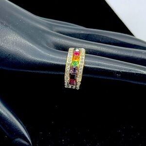 Gold Tone Multi Color Glass Stones Ring